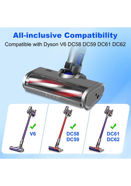 Dyson V6 DC58 DC59 DC61 DC62 Halları Ile Hayat Işıklı Hızlı Basır Fırçası Için Elektrikli Turbo Silin (Yurt Dışından) indirimleri