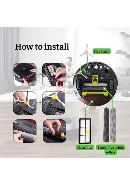 Vitek Vt 1807 / 1806 Paspas Bezleri Rag Robot Süpürge Için 8 Adet (Yurt Dışından)