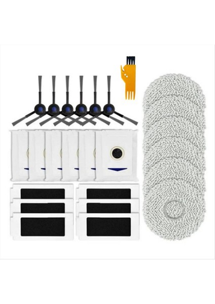 Ecovacs Için T30 Pro Omni / DDX14 / YEDX14 / Yedı M12 Pro+ Vakum Süpürge Tuz Torbaları Hepa Filtre Yan Fırça Mop Bez Aksesuarları (Yurt Dışından)