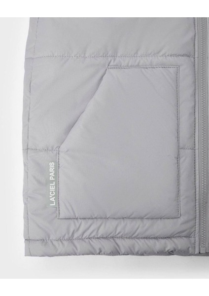 Unisex Çocuk Pamuklu Gri Şişme Yelek - Fermuarlı Cepli Kapitone Model fiyatları