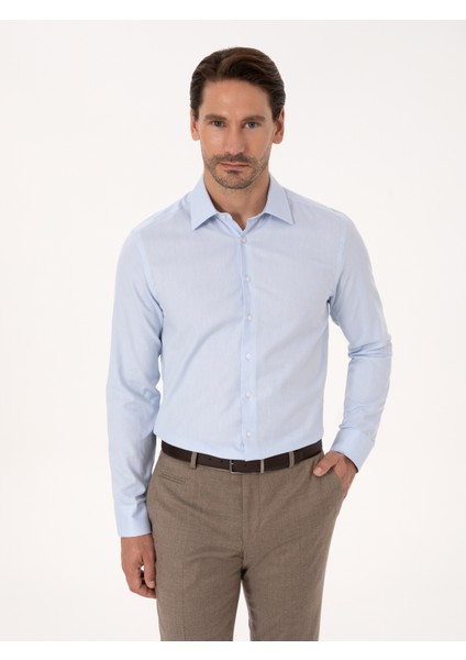 Erkek Açık Mavi Slim Fit Uzun Kollu Gömlek 50318293-VR003
