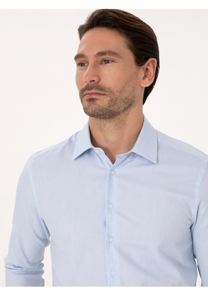 Erkek Açık Mavi Slim Fit Uzun Kollu Gömlek 50318293-VR003 fiyatları