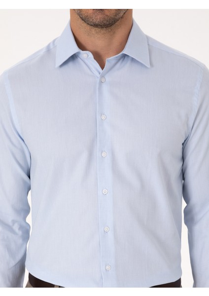 Erkek Açık Mavi Slim Fit Uzun Kollu Gömlek 50318293-VR003