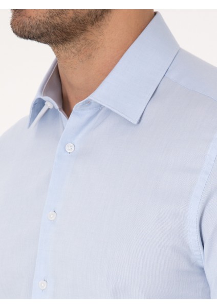 Erkek Açık Mavi Slim Fit Uzun Kollu Gömlek 50318293-VR003