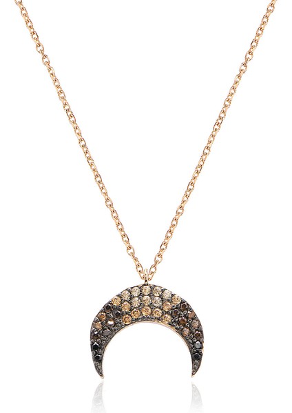 Emılıano Jewellery Silver 925 Ayar Zirkon Taşlı Hilal Kolye