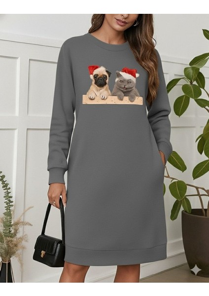 Kadın Uzun Kollu Bisiklet Yaka Desenli Viskon Iki Iplik Bluz