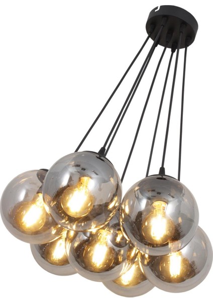 Kapo 7 Li Siyah Avize Füme Camlı Dekoratif Tasarım Yatak Odası Mutfak Salon Avize fiyatları