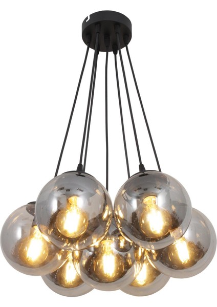 Kapo 7 Li Siyah Avize Füme Camlı Dekoratif Tasarım Yatak Odası Mutfak Salon Avize modelleri