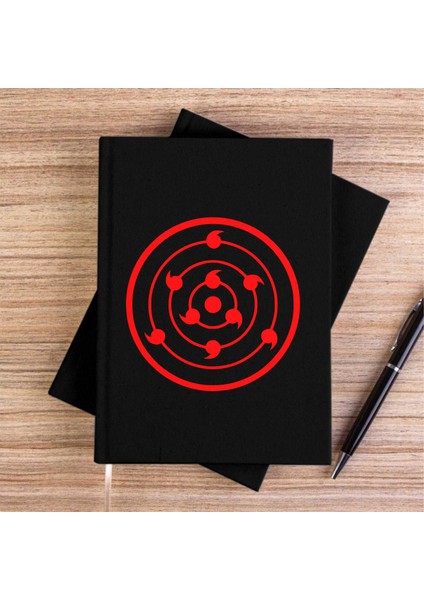 Rinne Sharingan Siyah Kanvas Defter Çizgisiz