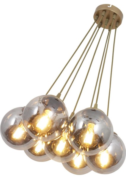 Kapo 7 Li Eskitme Avize Füme Camlı Dekoratif Tasarım Yatak Odası Mutfak Salon Avize fiyatları