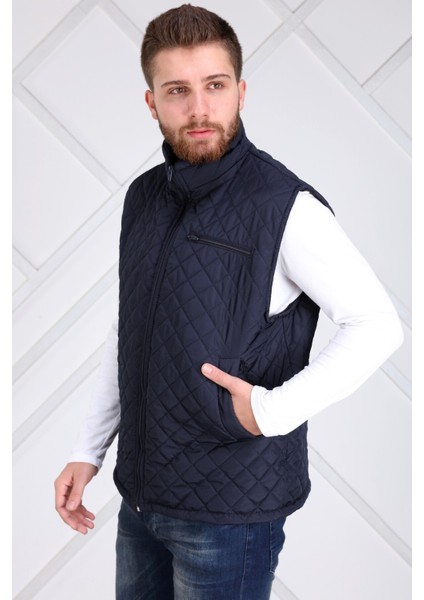 Erkek Lacivert Kapitone Yelek modelleri