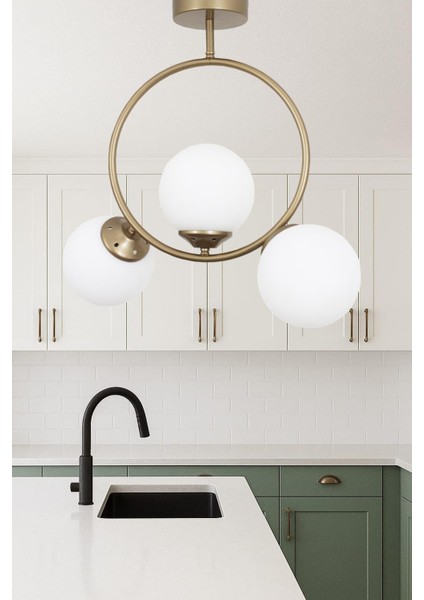 Evren 3 Lü Eskitme Avize Beyaz Camlı Yatak Odası Mutfak Salon Hol Koridor Avize