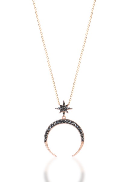 Emılıano Jewellery 925 Ayar Gümüş Taşlı Boynuz Kolye