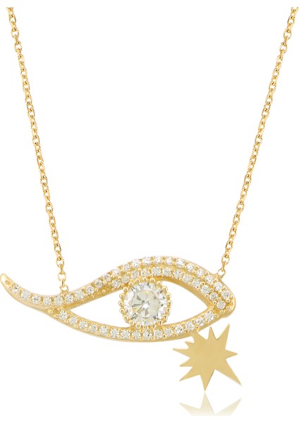 Emılıano Jewellery Silver 925 Ayar Zirkon Taşlı Göz Kolye