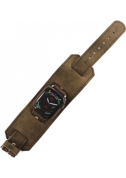 Apple Watch 42MM NL17 Deri Kordon - Kahverengi