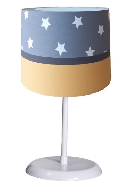 Gri Yıldızlı Sarı M-429 Kumaş Kaplama Çocuk Odası ve Bebek Odası Abajur Masa Lambası Aydınlatma fiyatları