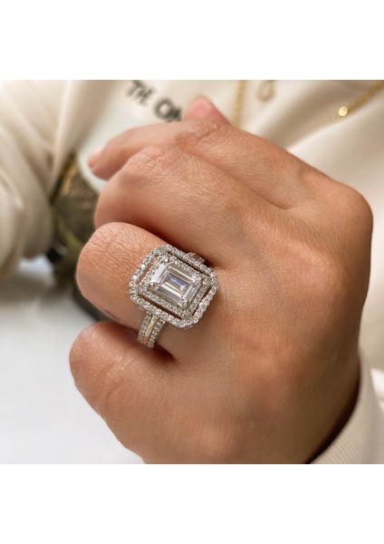 Gümüş Baget Taşlı Yüzük