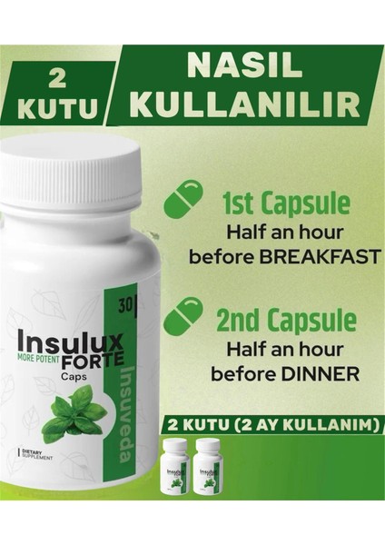 2 x 30 Caps Insulux Forte Gurmar ve Tarçın Özü Içeren Takviye Edici Gıda Detox Ürün Hediyesiyle fiyatları