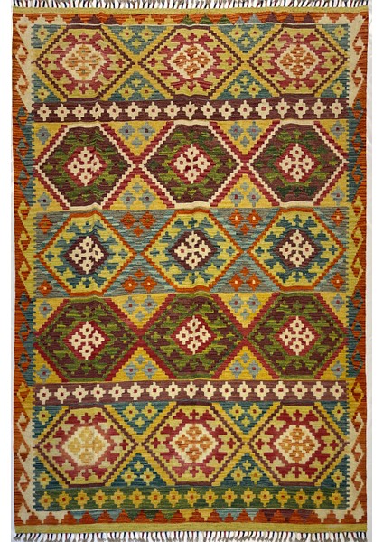 El Dokuma Afgan Kilim Yün Kök Boya