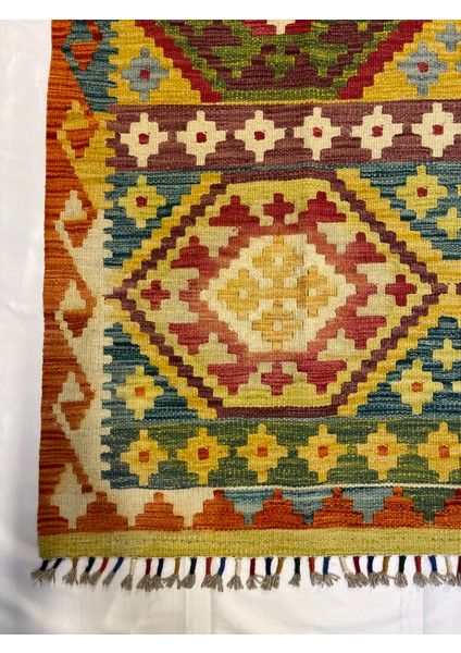 El Dokuma Afgan Kilim Yün Kök Boya