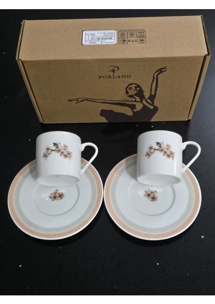 Pink Flower Porselen Kahve Takımı 2 Kişilik 80 cc