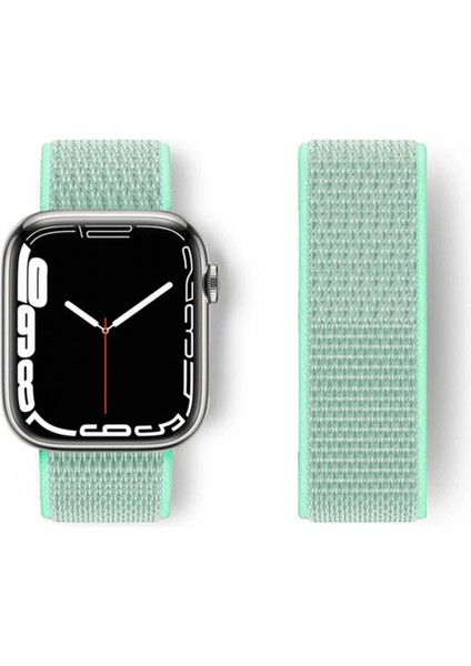 Apple Watch 38MM Hasırlı Cırtcırtlı Kordon - Turkuaz