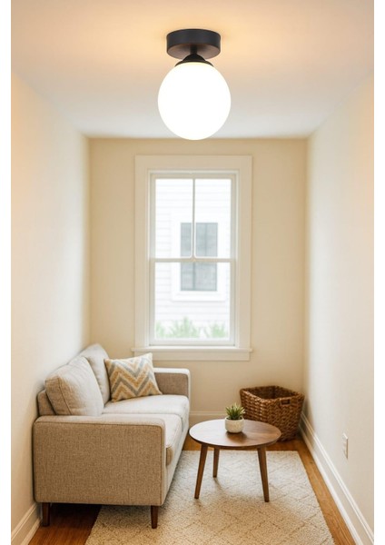 Mine Tekli Siyah Plafonyer Mutfak Koridor Avize Beyaz Camlı modelleri