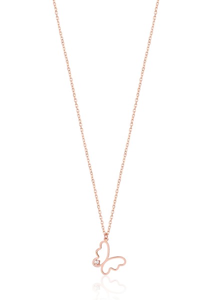 Emılıano Jewellery 925 Ayar Gümüş Taşlı Kelebek Kolye