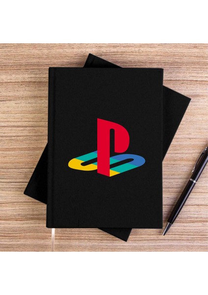Playstation Logo Color Siyah Çizgisiz Kanvas Defter Çizgisiz