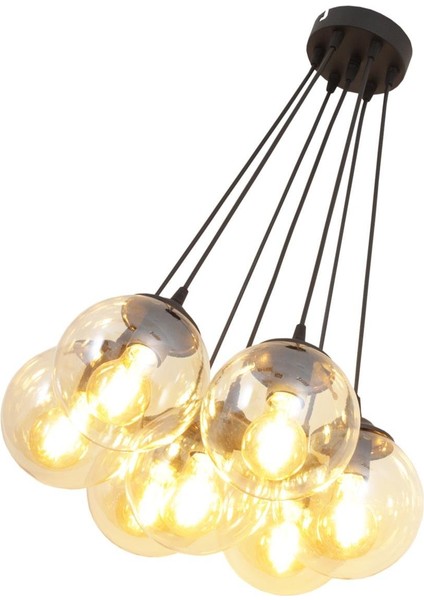 Kapo 7 Li Siyah Avize Bal Camlı Dekoratif Tasarım Yatak Odası Mutfak Salon Avize fırsatları