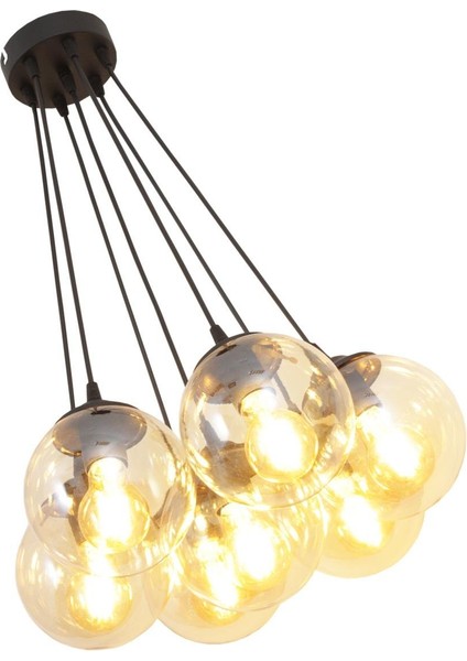 Kapo 7 Li Siyah Avize Bal Camlı Dekoratif Tasarım Yatak Odası Mutfak Salon Avize indirimleri