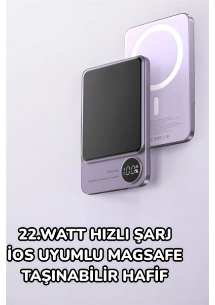 iOS Uyumlu 22.5W Hızlı Şarj Magsafe Powerbank Dijital Göstergeli 10.000 mAh modelleri