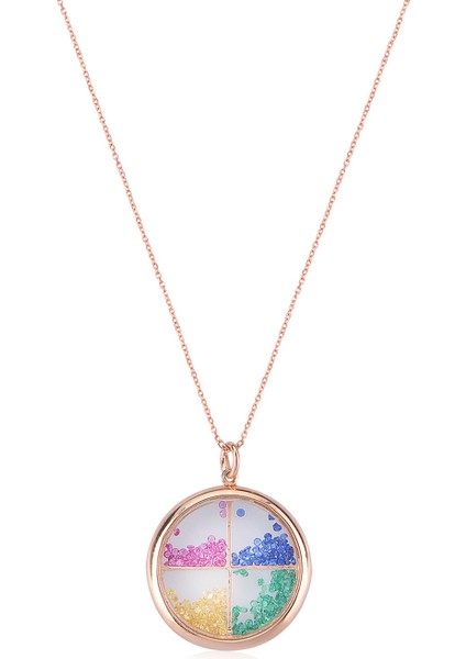 Emılıano Jewellery 925 Ayar Zirkon Taşlı Yuvarlak Kolye