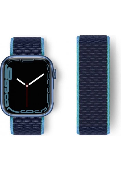 Apple Watch 38MM Hasırlı Cırtcırtlı Kordon - Mavi-Lacivert