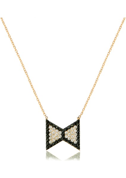 Emılıano Jewellery 925 Ayar Zırkon Taslı Papyon Kolye