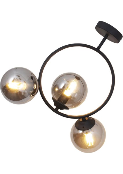 Evren 3 Lü Siyah Avize Füme Camlı Yatak Odası Mutfak Salon Hol Koridor Avize fırsatları