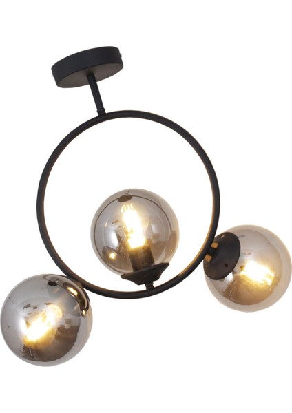 Evren 3 Lü Siyah Avize Füme Camlı Yatak Odası Mutfak Salon Hol Koridor Avize indirimleri