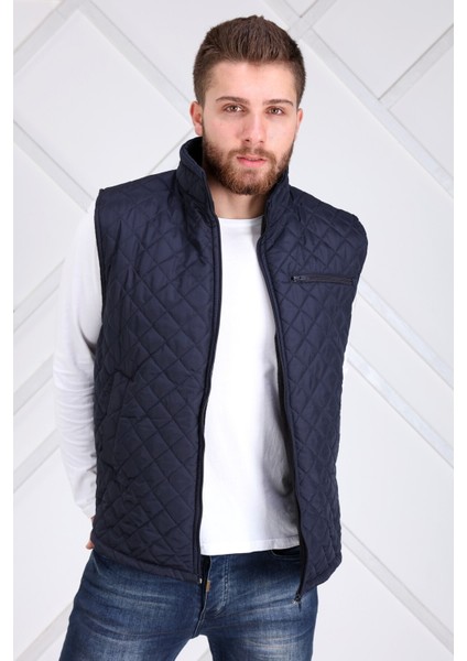 Erkek Lacivert Kapitone Yelek