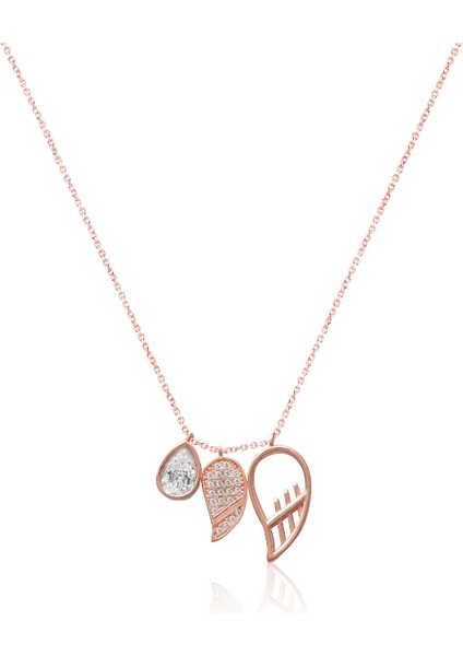 Emılıano Jewellery Silver 925 Ayar Zirkon Taşlı Kanat Kolye