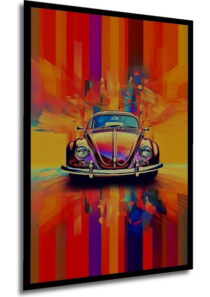 Çerçeve Görünümlü Renkli Retro Vosvos Ahşap Mdf Dikdörtgen Dekoratif Ev,iş Yeri Duvar modelleri