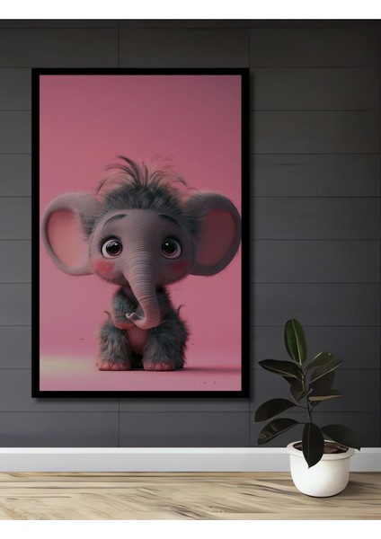 Çerçeve Görünümlü Sevimli Fil Dekoratif Ahşap Mdf