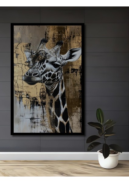 Çerçeve Görünümlü Zarif Zürafa Dekoratif Ahşap Mdf