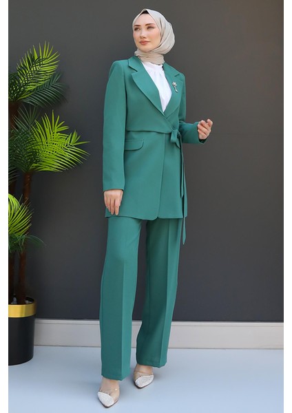 Asimetrik Taşlı Takım Yeşil