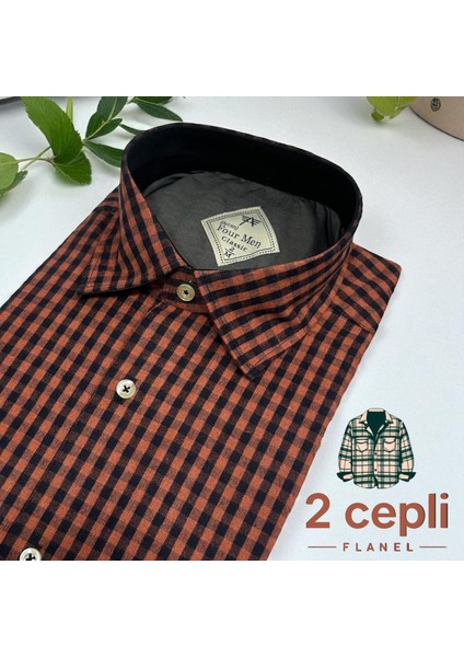 Klasik %100 Cotton Uzun Kollu Terletmeyen Kışlık Flanel Gömlek (Regular Kalıp)