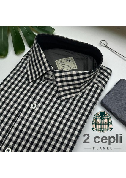 Klasik %100 Cotton Uzun Kollu Terletmeyen Kışlık Flanel Gömlek (Regular Kalıp)