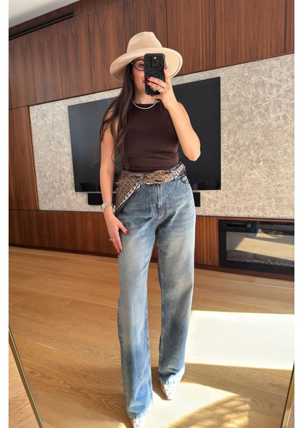 Fluarlı Yıkamalı Tasarım Palazzo- Mavi fiyatları