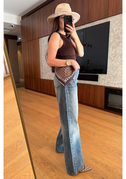 Fluarlı Yıkamalı Tasarım Palazzo- Mavi modelleri