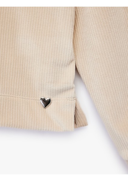 Uzun Kollu Bisiklet Yaka Kalp Detaylı Fitilli Sweatshirt modelleri