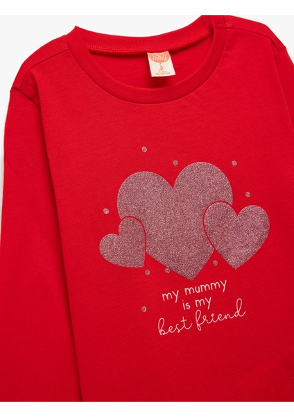 Pamuklu Baskılı Uzun Kollu Bisiklet Yaka Tişört modelleri