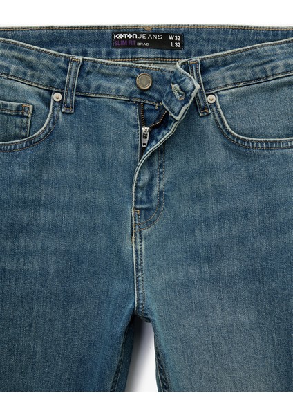 Normal Bel Yıpratmalı Pamuklu Slim Fit Jean Pantolon - Brad Jean fırsatları